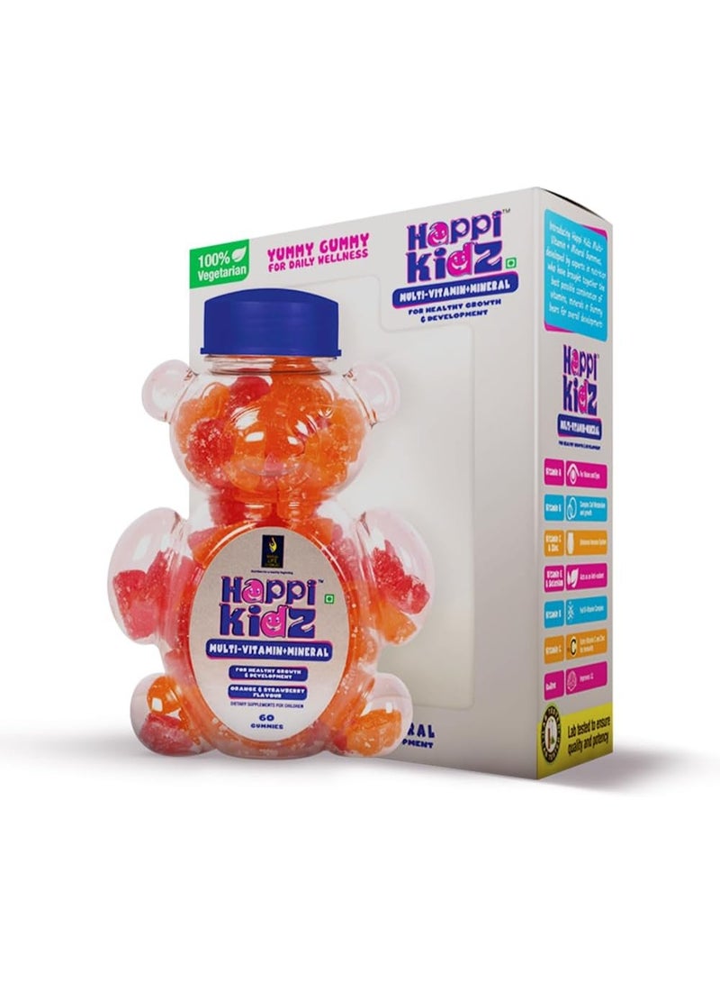 BRITISH BIOLOGICAL BRITISH LIFE SCIENCES PVT LTD ; Nutrition For A Healthy Beginning Happi Kidz Multivitamin Gummies for Toddlers & Kids | Vitamins & Minerals | Ages 2 & up | Strawberry & Orange Flavour | 60 Count - Image 1